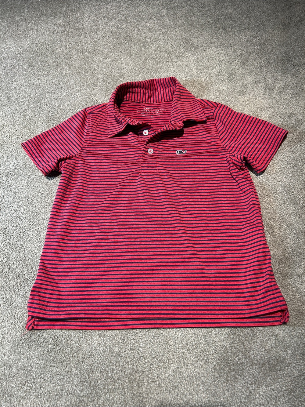 Vineyard Vines Kids Red & Navy Striped Polo